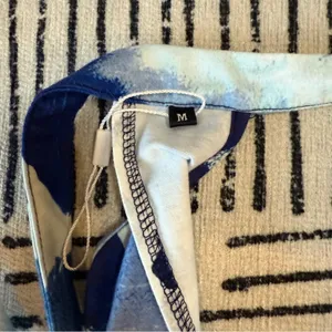 Elegant Blue and White Tie Halter Dress Medium thumbnail 4