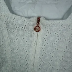 Nookie Darling Mini Dress Small White Eyelet Ruched Ruffle Hem Bridal‎ Cocktail thumbnail 4