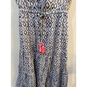 Mer St Barth Giselle Women's Maxi‎ Dress Navy Ikat Sundress Size Small Tassels thumbnail 5