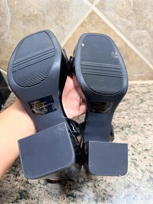 POP Casen Black Patent Platform Block Heel Sandals Women's Size 7 NWOB thumbnail 7