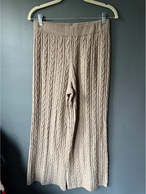 Pink Rose Tan Cable Knit Sweater and Pants Set Medium thumbnail 9