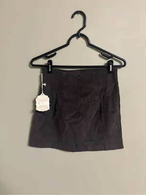 Altar'd State Corduroy Faux Button A Line Mini Skirt Size Small New Brown Fall thumbnail 2