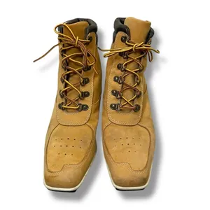 Timberland VTG Y2K wheat genuine leather lace up square toe wedge boots sz 8 thumbnail 4