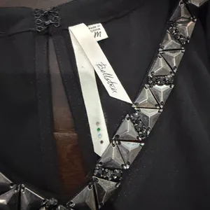 Bellatrix Metallic Beaded Cut Out Criss Cross Tank Top Black Size Medium thumbnail 4
