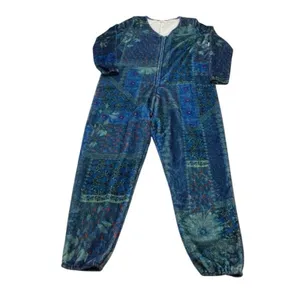 Natural Life Fleece One Piece Lounge Comfort Pajamas Blue Patchwork SO SOFT S/M thumbnail 6