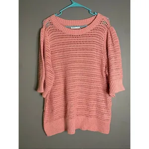Sonoma Goods For Life Pjnk Crochet Elbow Length Sleeve Scoop Sweater1X NWOT thumbnail 3