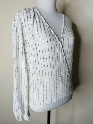 Abercrombie White and Black Striped Wrap Front Bodysuit thumbnail 3