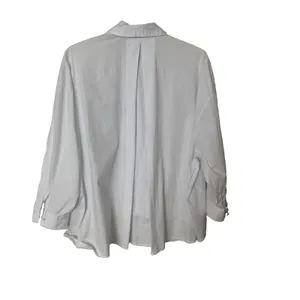 Gaudi Essential White Button Up XL Oversized Pleated Cotton Lagenlook Italy thumbnail 9