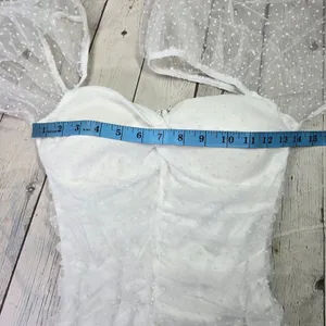 Selfie Leslie Like Lovers Hail Spot Mini Dress White Sweetheart‎ Puff Sleeve S thumbnail 9