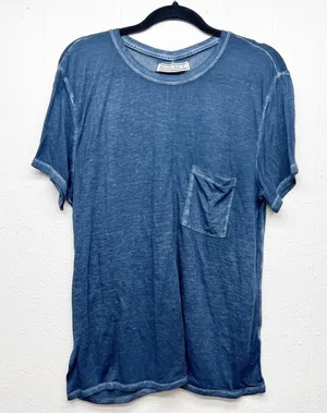 Abercrombie & Fitch Burnout Blue T-Shirt Womens Large Beachy Coastal Minimalist thumbnail 1