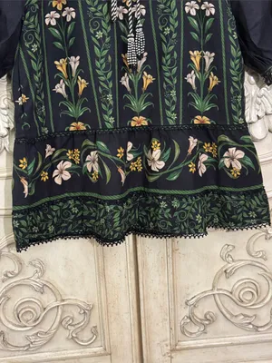 Farm Rio Flowers Arch Linen Blend Mini Long Sleeve Dress Size XSmall thumbnail 6