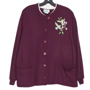 Vintage Cardigan Embroidered Hummingbird Floral Novelty Cottagecore Grandma M thumbnail 1