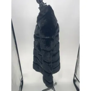 Pamela McCoy Faux Fur Black Jacket Coat Satin Lining Womens XS full‎ zip thumbnail 7