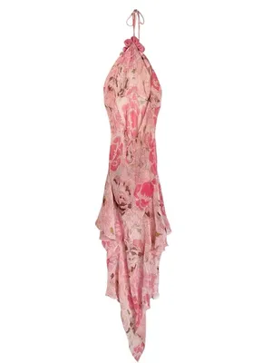 Victoria's Secret Vintage Pink Floral Halter High-Low Dress thumbnail 3