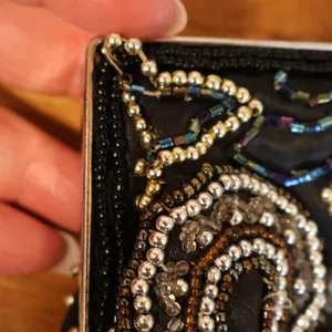 Vintage 90s Y2K Fashion Express Beaded Kiss Lock Clutch Womens Black Evening thumbnail 7