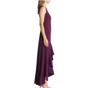 Vince Camuto Ruffle Front Sleeveless Maxi Dress Gown Plum New Size 2 NWOT thumbnail 4