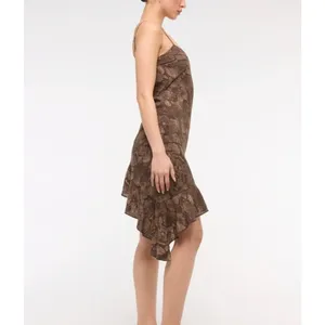 Abercrombie & Fitch Brown Snake-Print Asymmetric Slip Dress NWT Size LT thumbnail 3