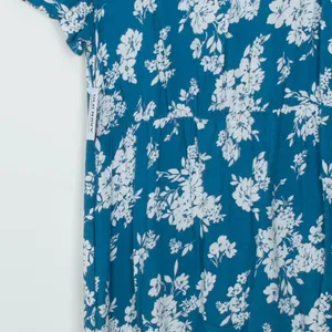 NWT Old Navy Floral Mini Dress Size S Teal Blue Short Sleeve‎ Rayon Pockets thumbnail 10