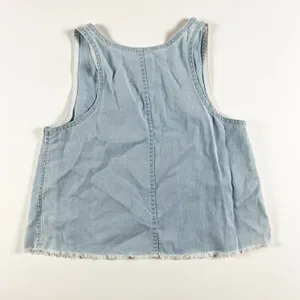 Wilfred Free Aritzia Arlenis Cotton Denim Chambray Sleeveless V Neck Tank Blouse thumbnail 4