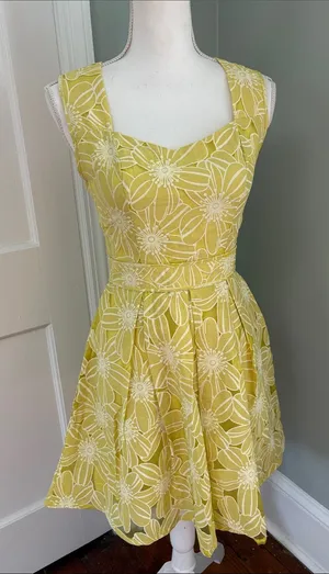 Soiéblu Yellow Floral‎ Fit-and-Flare Dress Floral Sleeveless Sundress Small thumbnail 1