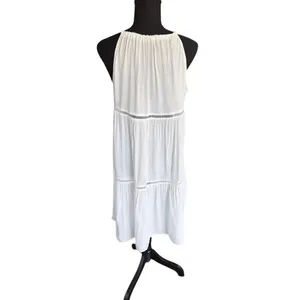 Cupshe White Gauze Tiered Mini Dress Boho Tie Neck XL NWT Festival thumbnail 3