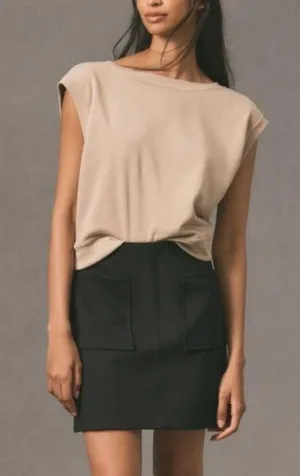 Anthropologie, New, Maeve Tan Bow Back Balletcore Muscle Tee Shirt, Size XL thumbnail 4