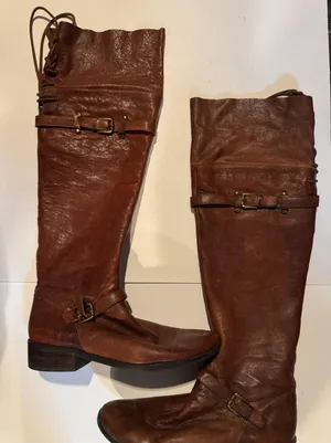 'Donna' Brown Leather Boots Size 10M thumbnail 1