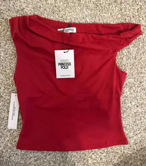 Princess Polly red one shoulder top (size 4) thumbnail 1