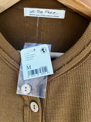 Free People We The Free Gia ribbed cardigan sweater dress in tobacco brown NWT thumbnail 11