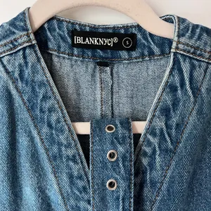 BlankNYC Cotton Blend‎ Blue Denim Belted Jumpsuit Sleeveless Small thumbnail 7