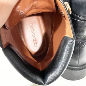 Coach Lorimer Black Leather Boot Combat Gold Hardware Lace Up Size 9.5 thumbnail 8