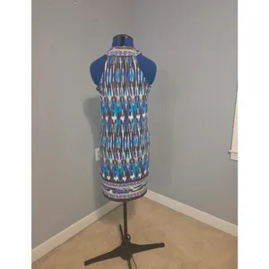 NWOT Michael Kors Blue, Brown & White Printed Midi Dress S / US 4-6 thumbnail 4