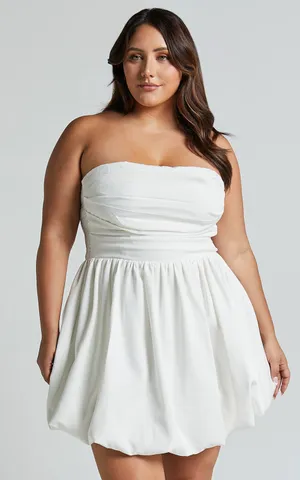 New Showpo Shaima Mini Dress Strapless Bubble Hem Dress Size Large MSRP $99 thumbnail 4
