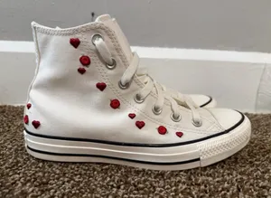Converse Chuck Taylor All Star High Valentine's Day Hearts Roses White Size 8 thumbnail 1
