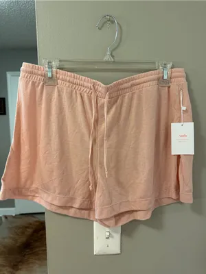 NWT Andie The Short Bamboo Jersey Pull On Drawstring Waist blush Women's Size L thumbnail 2