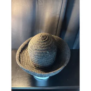 Signature‎ Studio Black Textured Knit Wide Brim Sun Hat RN 31289 Vintage Style thumbnail 2