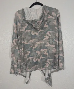 Jaclyn Intimates Gray Camouflage Flyaway Cardigan Size Large thumbnail 6