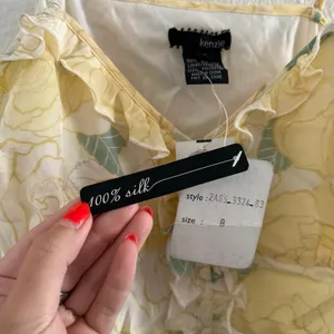NWT Y2K Kenzie silk yellow rose ruffle cami tank top thumbnail 4
