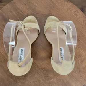 Steve Madden Womens Heels Size 8 Tan Suede Ankle Strap Open Toe Sling Back thumbnail 4
