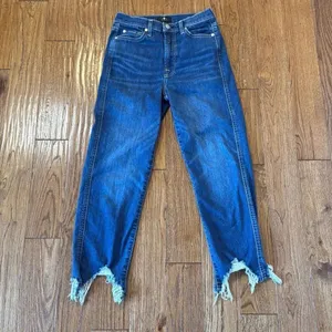 7 for all mankind Josephine high rise straight crop chewed hem jeans 27 thumbnail 3