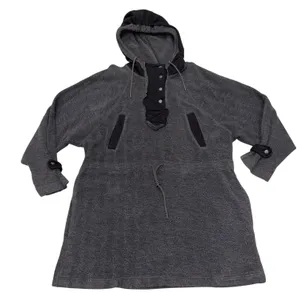 Free People We The Free Gray & Black Sadie Surplus Slouchy Longline Fleece Sweatshirt Jacket Top Medium thumbnail 4