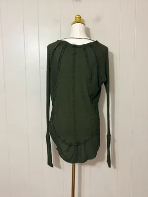 Free People We The Free Catalina Thermal Top Olive Green Long Sleeve XS thumbnail 7