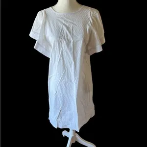 J.Crew Womens Dress White Swiss Dot Flutter Sleeve Shift Little White dress thumbnail 2