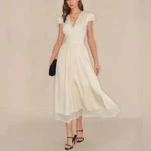 Rihoas Apricot V Neck Lace Maxi Dress thumbnail 9