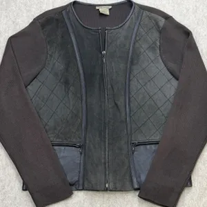 Vtg 90s Mixed Media Jacket Womens L Brown Suede Leather Escapade Boho City Girl thumbnail 9
