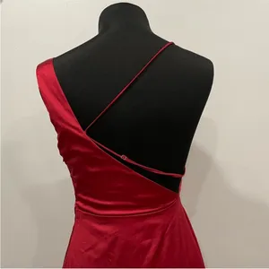 Lulus Sereno Wine Satin Cowl Neck Asymmetrical Midi Dress Small S thumbnail 7