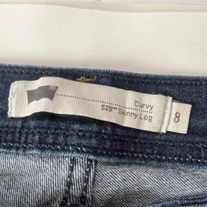 Levi's 529 Curvy Skinny Cut Off Denim Shorts Dark Wash Raw Hem Size 8 thumbnail 6