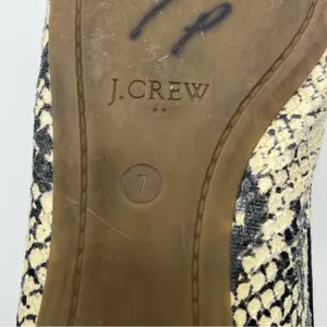 J Crew Factory Sz 7 Ballet Flats Slip On Shoes Snakeskin Print Black Cream thumbnail 10