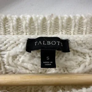 Talbots S Cable Knit Bobble Sweater Ivory Chunky Cozy Winter‎ Holiday Xmas Wool thumbnail 6
