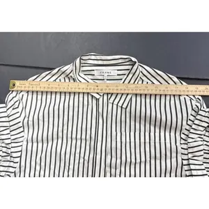 Frame‎ Revolve Linen Blend Striped Organic Short Sleeve Button Up Blouse Size XS thumbnail 13